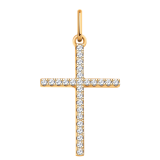 Золотая подвеска крестик с фианитом