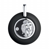 Серебряная подвеска со знаком зодиака «Лев» с фианитом и керамиком