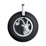Серебряная подвеска со знаком зодиака «Козерог» с фианитом и керамиком