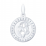 Подвеска знак зодиака из серебра с фианитами