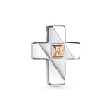 Серебряная подвеска крестик с бриллиантом