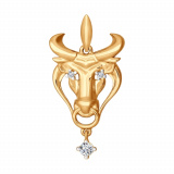 Золотая подвеска со знаком зодиака «телец» с фианитом