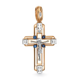Золотая православная подвеска крестик с бриллиантом