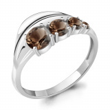 Серебряное кольцо с раухтопазом и кварцем