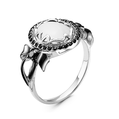 Серебряное кольцо с кварцем, агатом, фианитом