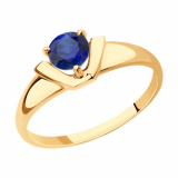 Золотое кольцо с нано-сапфиром и сапфиром