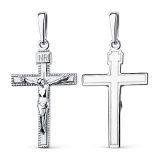 Серебряная католическая подвеска крестик
