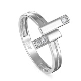 Серебряное кольцо с фианитом и бриллиантом
