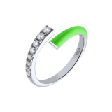 Серебряное кольцо с эмалью и фианитом