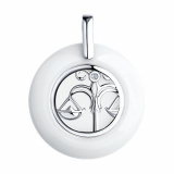 Серебряная подвеска со знаком зодиака «Весы» с фианитом и керамиком