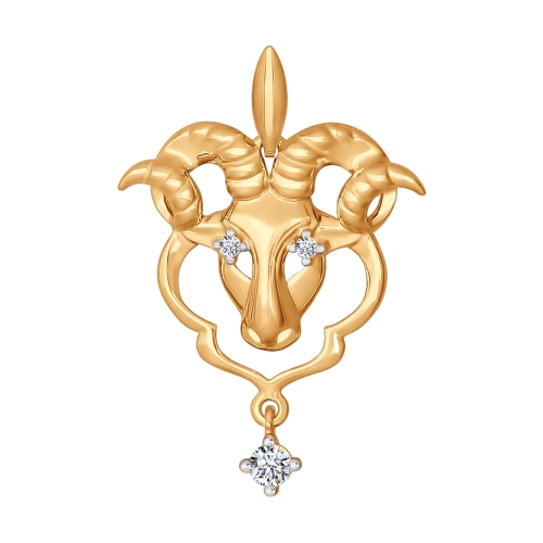 Золотая подвеска со знаком зодиака «козерог» с фианитом