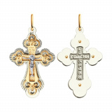 Крест из комбинированного золота с алмазной гранью
