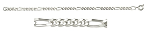 Серебряный браслет цепочка с плетением фигаро