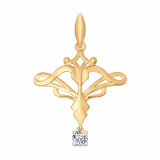 Золотая подвеска со знаком зодиака «стрелец» с фианитом