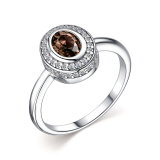 Серебряное кольцо с раухтопазом и фианитом