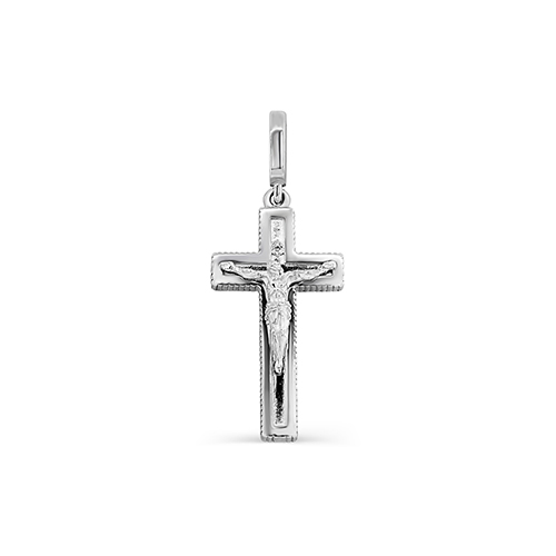 Серебряная католическая подвеска крестик с фианитом