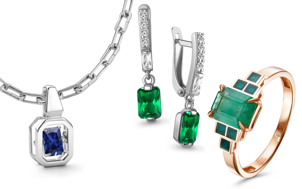 украшения с камнями геометричной огранки