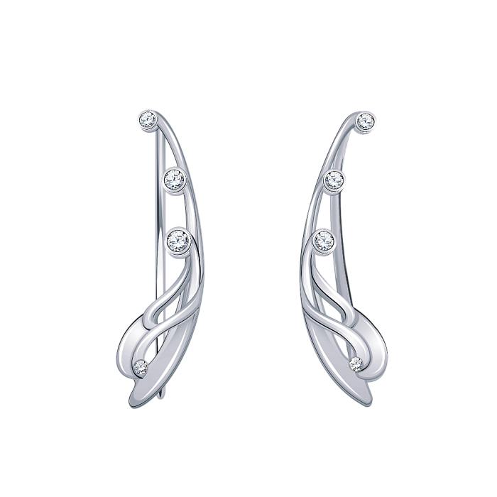 Серебряные серьги эльфы с фианитом