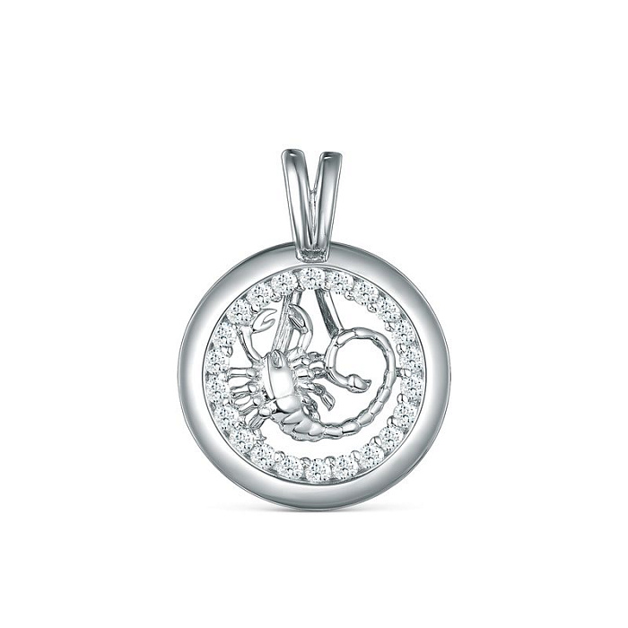Серебряная подвеска со знаком зодиака «скорпион» с фианитом