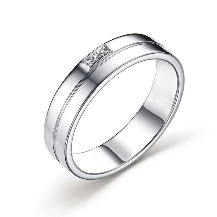Серебряное обручальное кольцо с 2 и более бриллиантами