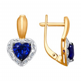 Серьги из золота с бриллиантами и синими корунд (синт.)