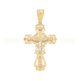 Золотая православная подвеска крестик с фианитом