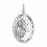 Иконка "Господь Вседержитель" из серебра с лазерной обработкой