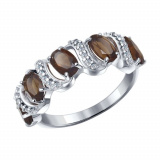 Серебряное кольцо с раухтопазом и фианитом