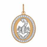 Подвеска знак зодиака из комбинированного золота с фианитами
