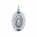 Иконка Божьей Матери, Казанская из серебра с лазерной обработкой с фианитами